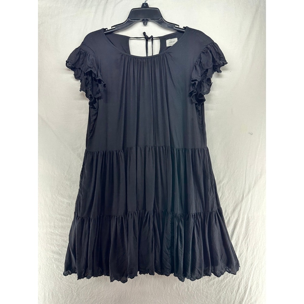 Wilfred Aritzia Black Tiered Babydoll Mini Dress Ruffle Sleeve Modal S